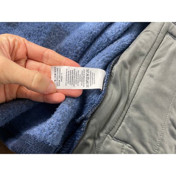 L.L.Bean Women's Sweater Fleece Jacket Full Zip Gingham Blue Size MED Granola - Picture 11 of 13